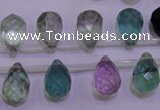 CFL709 Top-drilled 10*14mm faceted teardrop natural fluorite beads