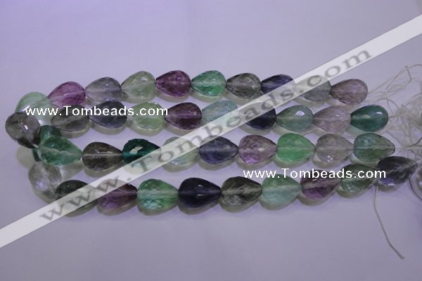 CFL715 15.5 inches 15*20mm faceted teardrop natural fluorite beads