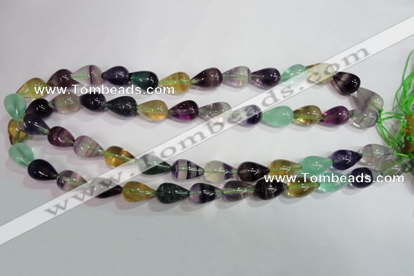 CFL765 15.5 inches 8*12mm teardrop rainbow fluorite gemstone beads