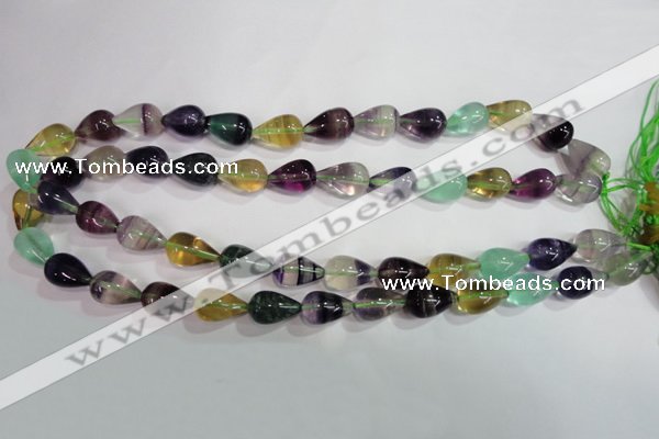 CFL766 15.5 inches 10*16mm teardrop rainbow fluorite gemstone beads