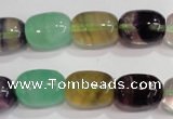 CFL771 15.5 inches 10*14mm drum rainbow fluorite gemstone beads