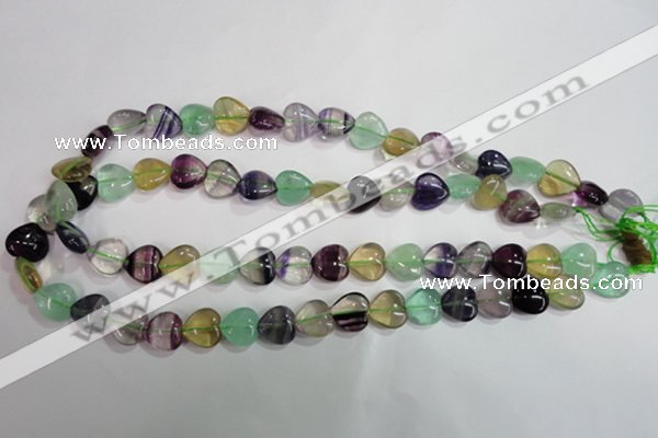 CFL789 15.5 inches 12mm heart rainbow fluorite gemstone beads