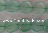 CFL864 15.5 inches 15mm flat round green fluorite gemstone beads