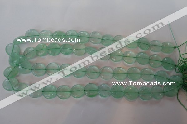 CFL864 15.5 inches 15mm flat round green fluorite gemstone beads