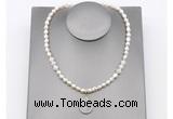 CFN161 baroque white freshwater pearl & white moonstone necklace with pendant