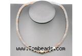 CFN201 4*6mm faceted rondelle pink aventurine & potato white freshwater pearl necklace