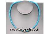 CFN203 4*6mm faceted rondelle turquoise & potato white freshwater pearl necklace