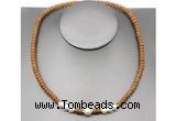 CFN210 4*6mm faceted rondelle wooden jasper & potato white freshwater pearl necklace