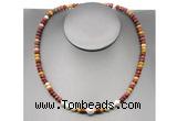 CFN217 4*6mm faceted rondelle mookaite & potato white freshwater pearl necklace