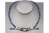 CFN220 4*6mm faceted rondelle lapis lazuli & potato white freshwater pearl necklace