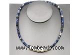 CFN221 4*6mm faceted rondelle sodalite & potato white freshwater pearl necklace