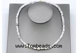 CFN227 4*6mm faceted rondelle white howlite & potato white freshwater pearl necklace