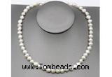 CFN23 8mm - 9mm baroque white freshwater pearl necklace, 16 - 54 inches