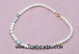 CFN502 Potato white freshwater pearl & morganite necklace, 16 - 24 inches