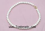 CFN593 Non-knotted 9mm - 10mm potato white freshwater pearl necklace