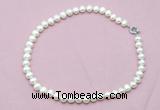 CFN594 Hand -knotted 9mm - 10mm potato white freshwater pearl necklace