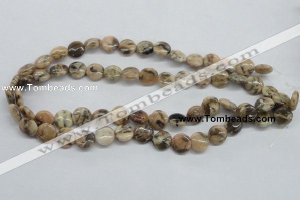 CFS07 15.5 inches 12mm flat round natural feldspar gemstone beads