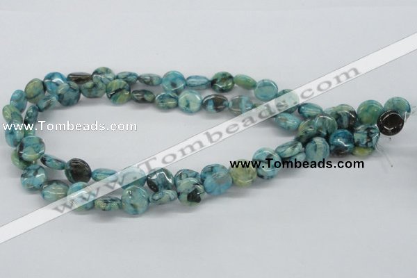 CFS107 15.5 inches 12mm flat round blue feldspar gemstone beads