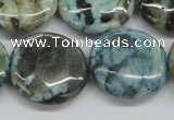 CFS108 15.5 inches 25mm flat round blue feldspar gemstone beads