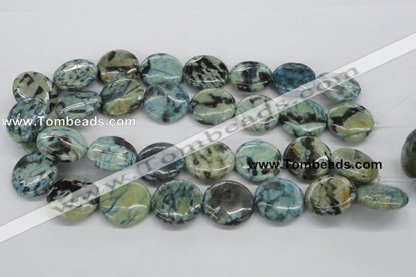 CFS108 15.5 inches 25mm flat round blue feldspar gemstone beads