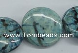 CFS109 15.5 inches 30mm flat round blue feldspar gemstone beads