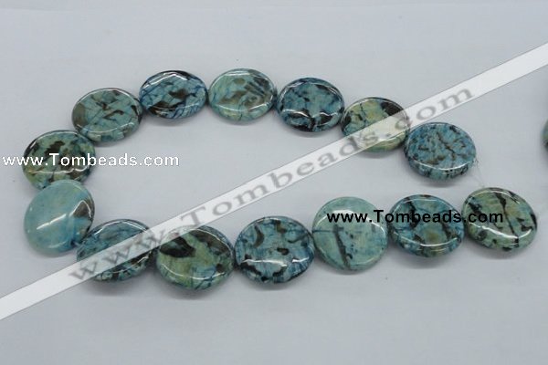 CFS109 15.5 inches 30mm flat round blue feldspar gemstone beads