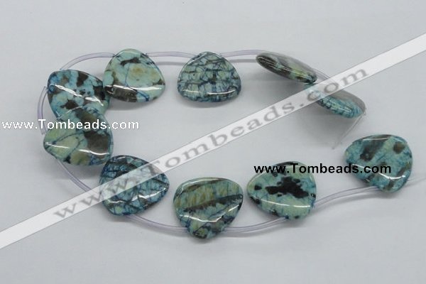 CFS119 30*30mm top-drilled triangle blue feldspar gemstone beads