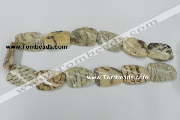 CFS206 22*30mm twisted rectangle natural feldspar gemstone beads