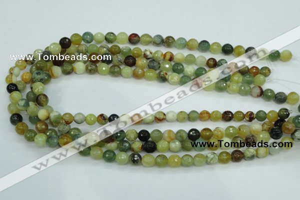 CFW03 15.5 inches 8mm faceted round flower jade beads wholesale