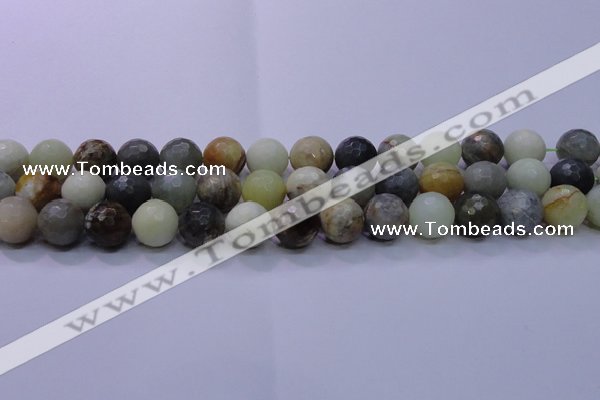 CFW06 15.5 inches 14mm faceted round flower jade beads wholesale