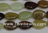 CFW120 15.5 inches 10*14mm flat teardrop flower jade gemstone beads