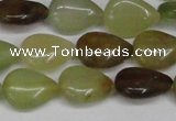 CFW121 15.5 inches 12*16mm flat teardrop flower jade gemstone beads