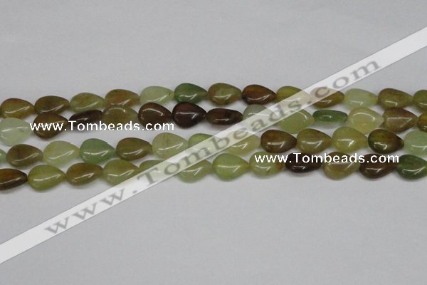 CFW121 15.5 inches 12*16mm flat teardrop flower jade gemstone beads