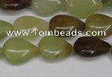 CFW123 15.5 inches 13*18mm flat teardrop flower jade gemstone beads