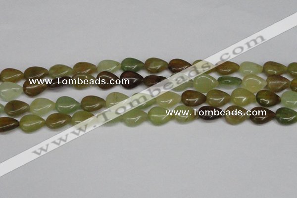 CFW123 15.5 inches 13*18mm flat teardrop flower jade gemstone beads