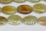 CFW126 15.5 inches 12*16mm flat oval flower jade gemstone beads