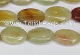 CFW127 15.5 inches 13*18mm flat oval flower jade gemstone beads