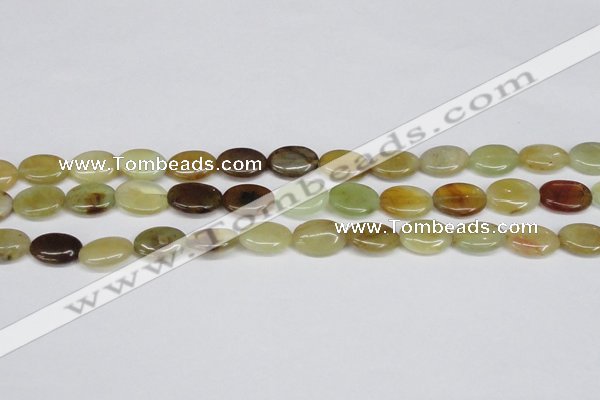 CFW127 15.5 inches 13*18mm flat oval flower jade gemstone beads