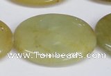 CFW132 15.5 inches 30*40mm flat oval flower jade gemstone beads