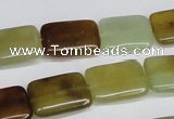 CFW148 15.5 inches 10*14mm rectangle flower jade gemstone beads