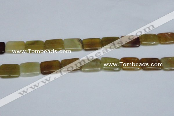 CFW151 15.5 inches 15*20mm rectangle flower jade gemstone beads