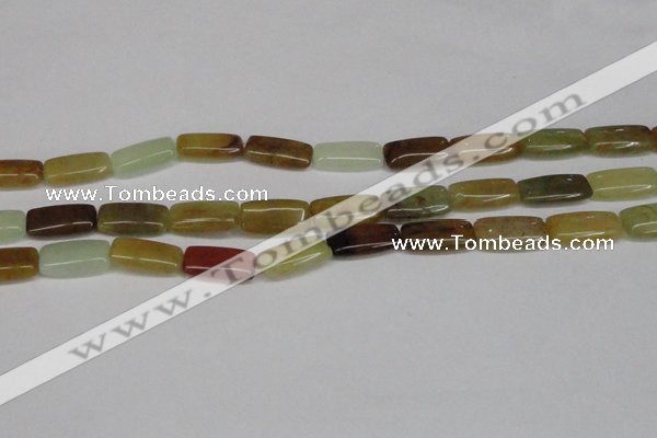 CFW154 15.5 inches 10*20mm rectangle flower jade gemstone beads