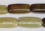 CFW155 15.5 inches 12*25mm rectangle flower jade gemstone beads