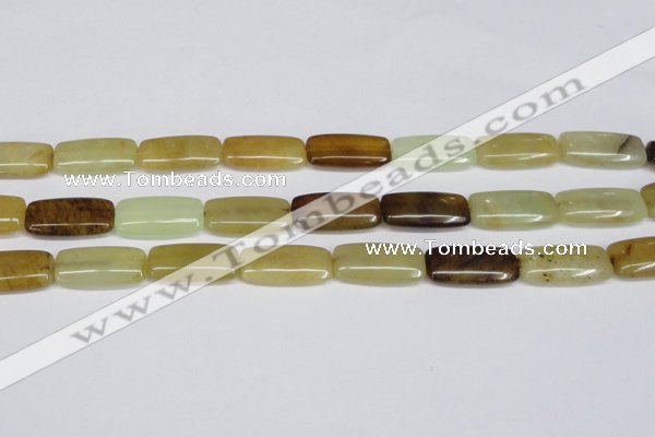 CFW155 15.5 inches 12*25mm rectangle flower jade gemstone beads