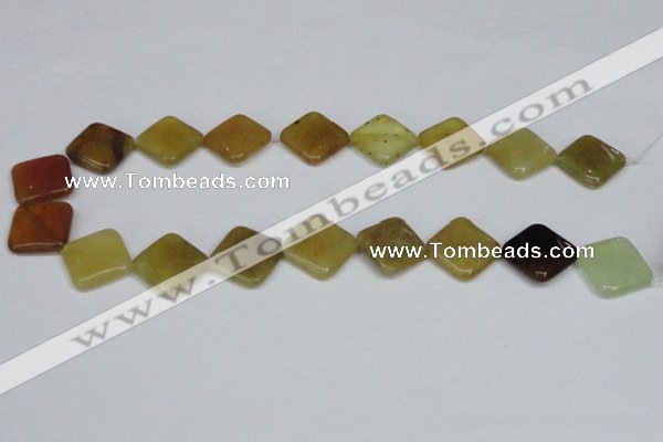 CFW158 15.5 inches 14*14mm diamond flower jade gemstone beads