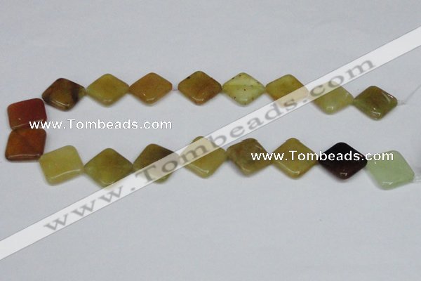 CFW160 15.5 inches 18*18mm diamond flower jade gemstone beads