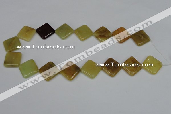 CFW161 15.5 inches 20*20mm diamond flower jade gemstone beads