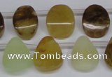 CFW171 Top drilled 13*18mm flat teardrop flower jade gemstone beads