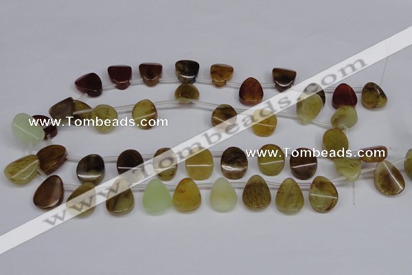 CFW171 Top drilled 13*18mm flat teardrop flower jade gemstone beads