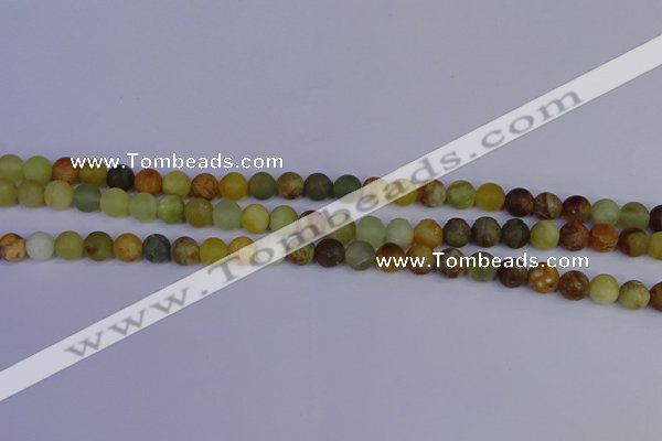 CFW201 15.5 inches 6mm round matte flower jade beads wholesale